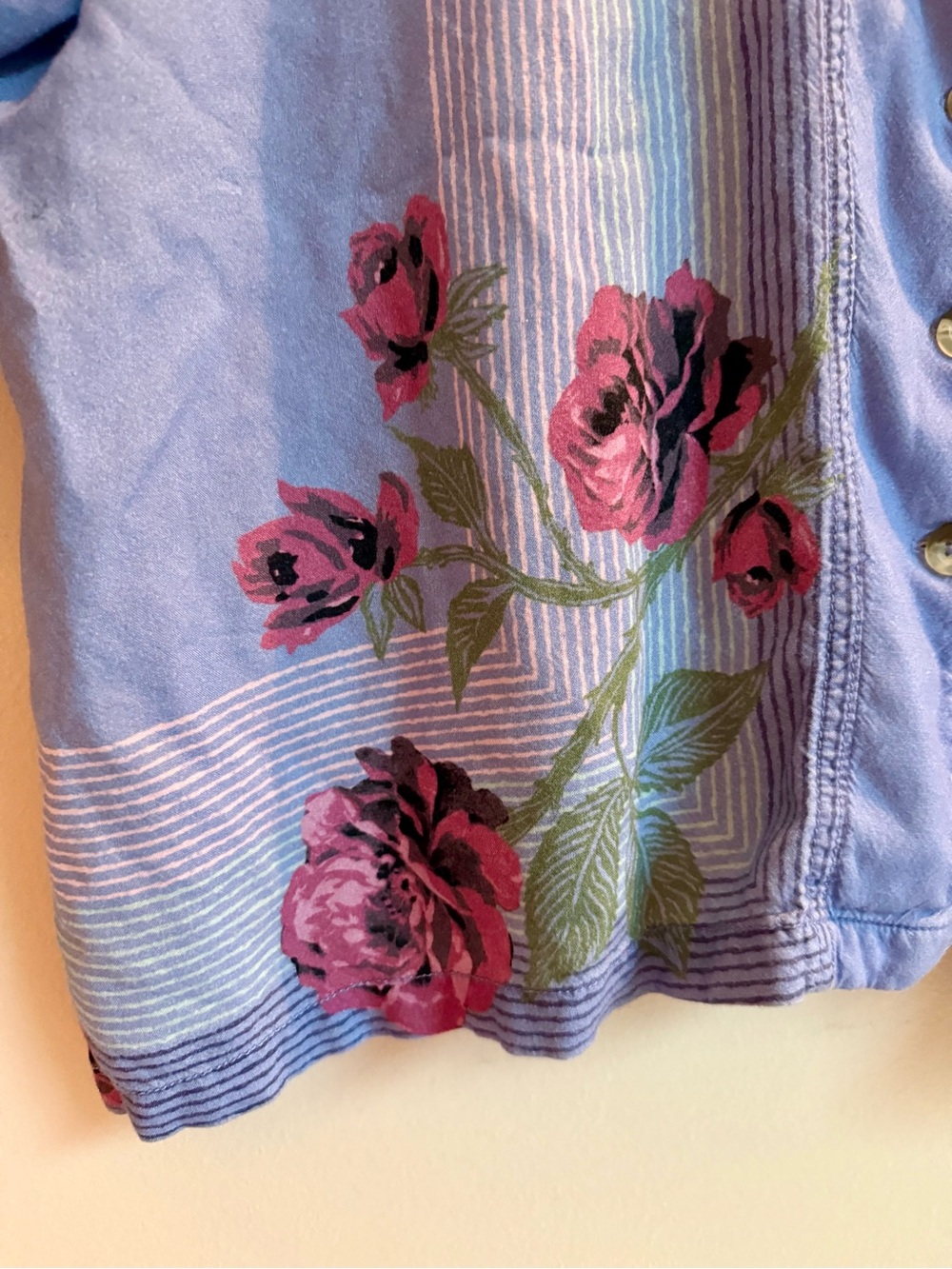 Free People We The Free Big Blooms Shirt, Large, Blue Combo - Picture 3 of 16